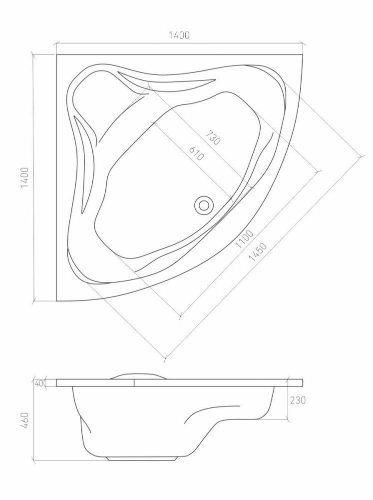 Ванна акриловая Bonito Andro 140*140 - фото4