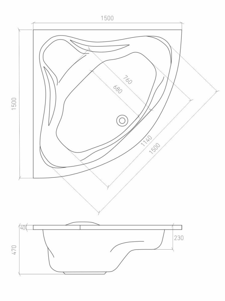 Ванна акриловая Andro 150*150 - фото4