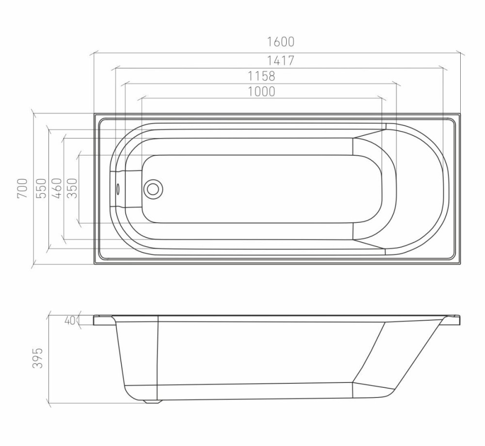 Ванна акриловая Bonito DAISY 160*70 - фото2