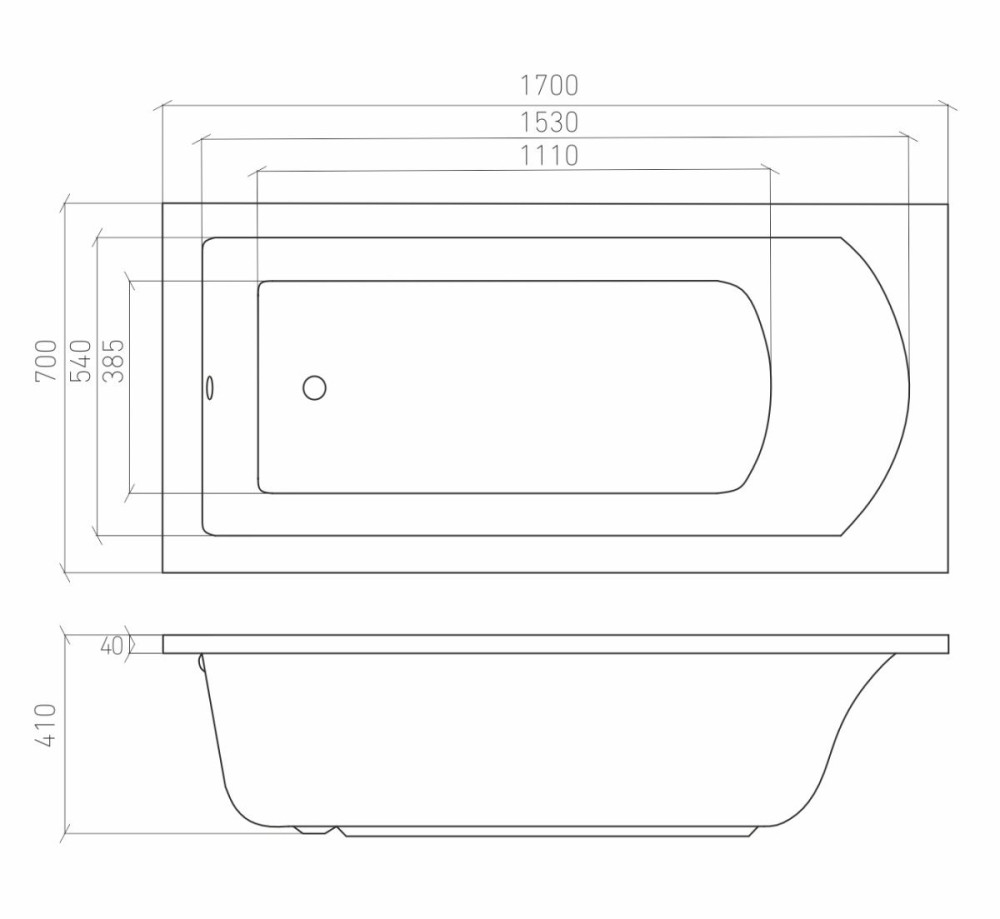 Ванна акриловая Bonito Aventura 170*70 - фото2