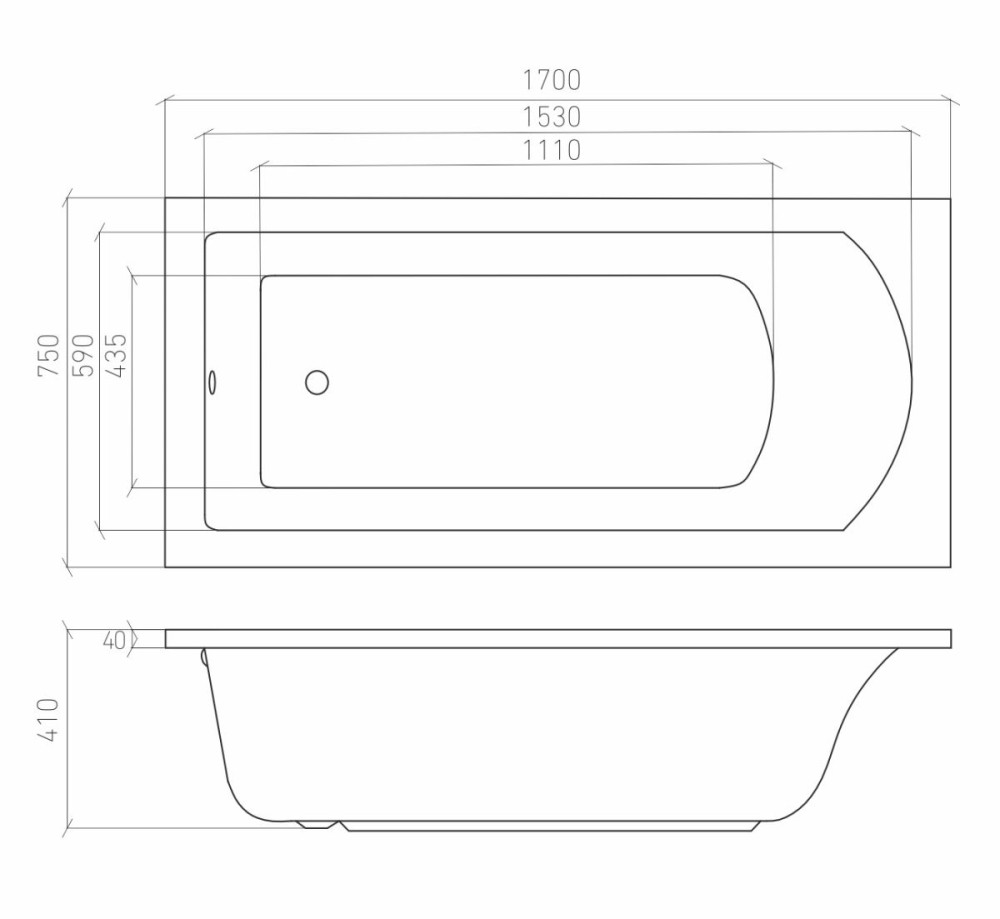 Ванна акриловая Aventura 170*75 - фото3