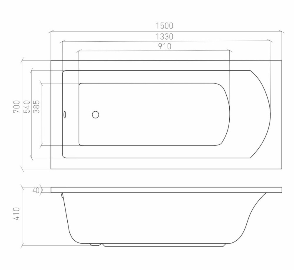 Ванна акриловая Aventura 150*70 - фото3