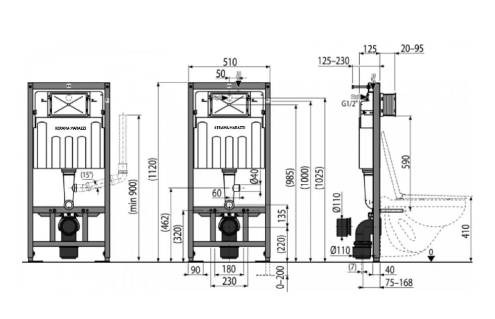 Инсталляция для унитаза KERAMA MARAZZI с кнопкой FP.PRO.CR - фото5