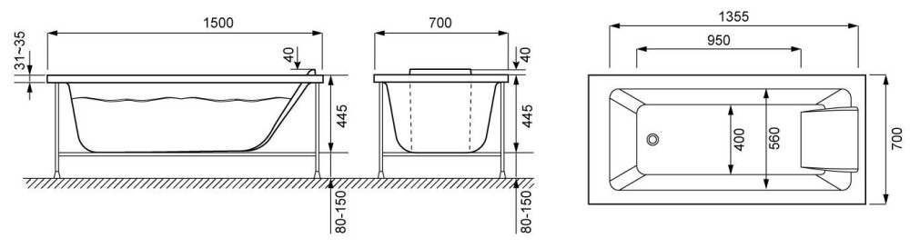 Акриловая ванна Jacob Delafon Sofa 150x70 - фото4