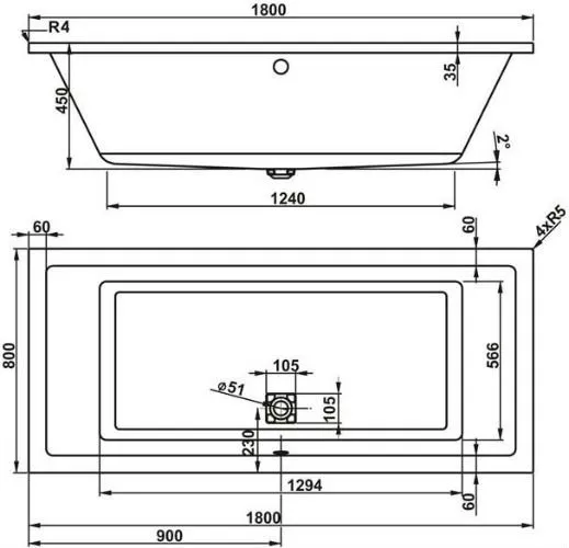 Акриловая ванна Vagnerplast Cavallo 180 - фото3