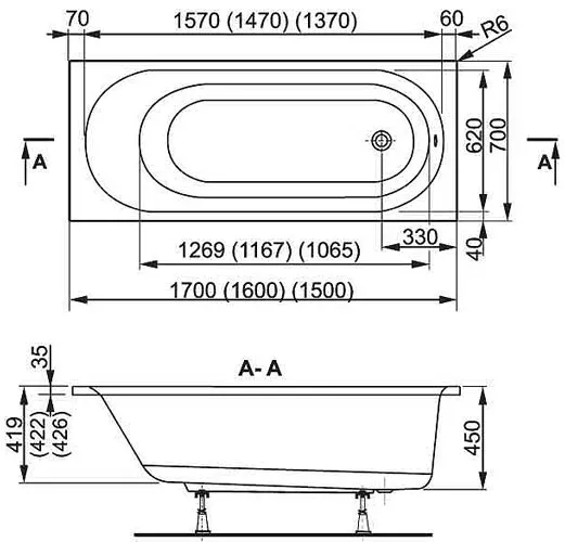 Акриловая ванна VAGNERPLAST Kasandra 150x70 - фото3