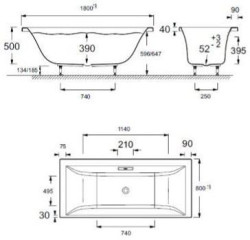 Акриловая ванна Jacob Delafon Evok 180x80- фото3