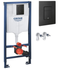 Инсталляция для унитаза Grohe Rapid с чёрной кнопкой- фото